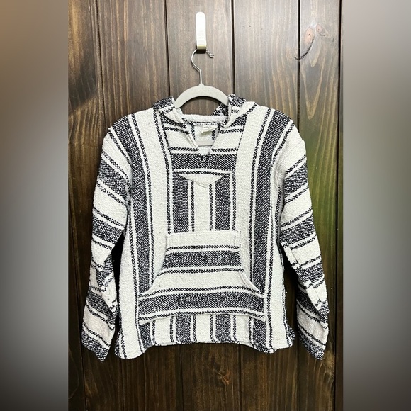 El Paso Saddle Blanket Co Mexican Hippie Pullover Hoodie Vneck Pockets Size:S - Picture 2 of 11